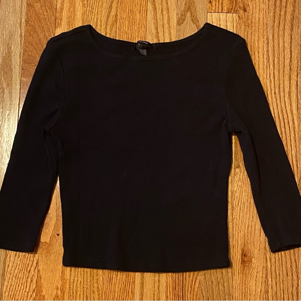 Forever 21 Black Ribbed Blouse